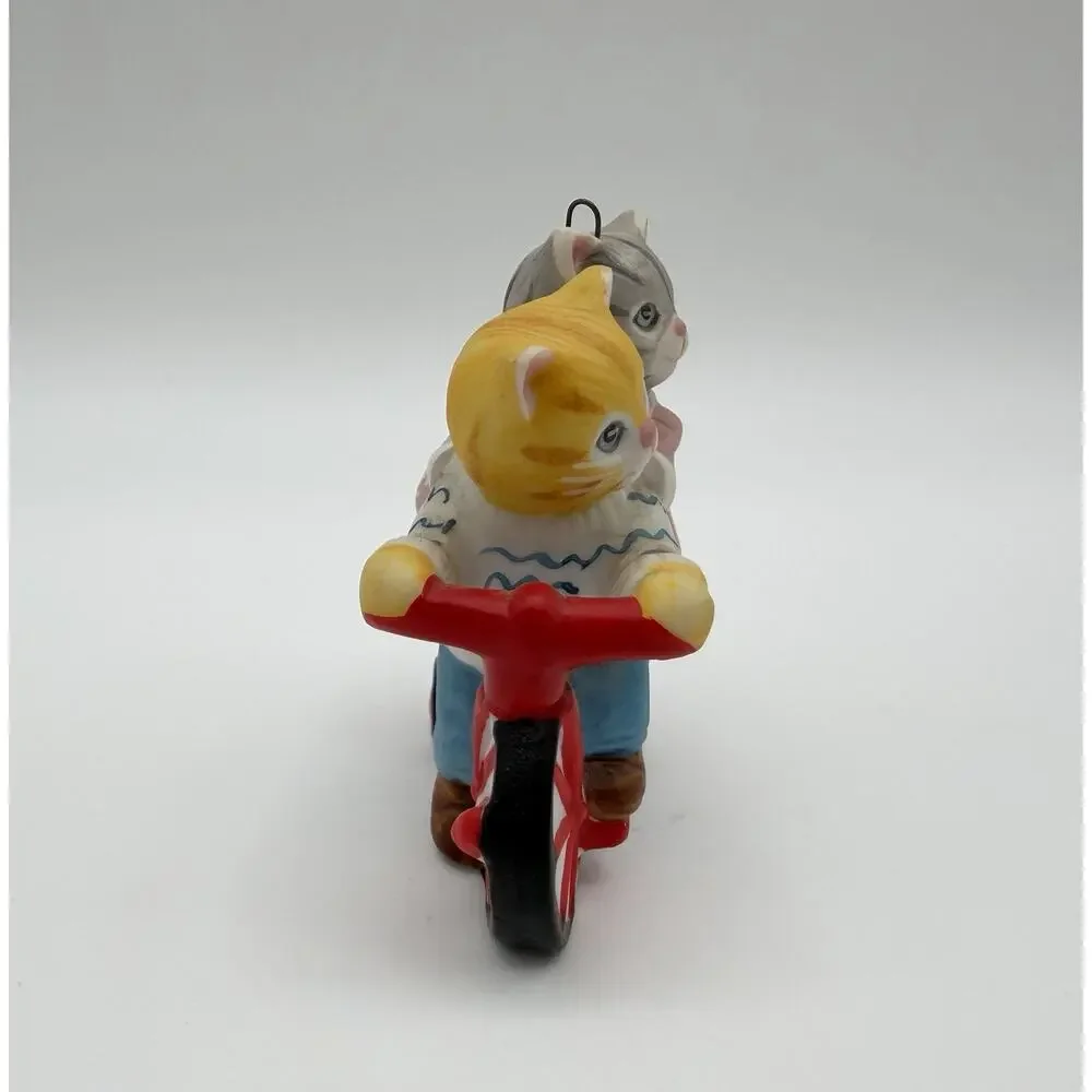 Schmid 1988 KITTY CUCUMBER Cat Ornament Figurine 2.5” JP Buster RIDING TRICYCLE